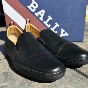 Bally Men's Black Leather Loafers